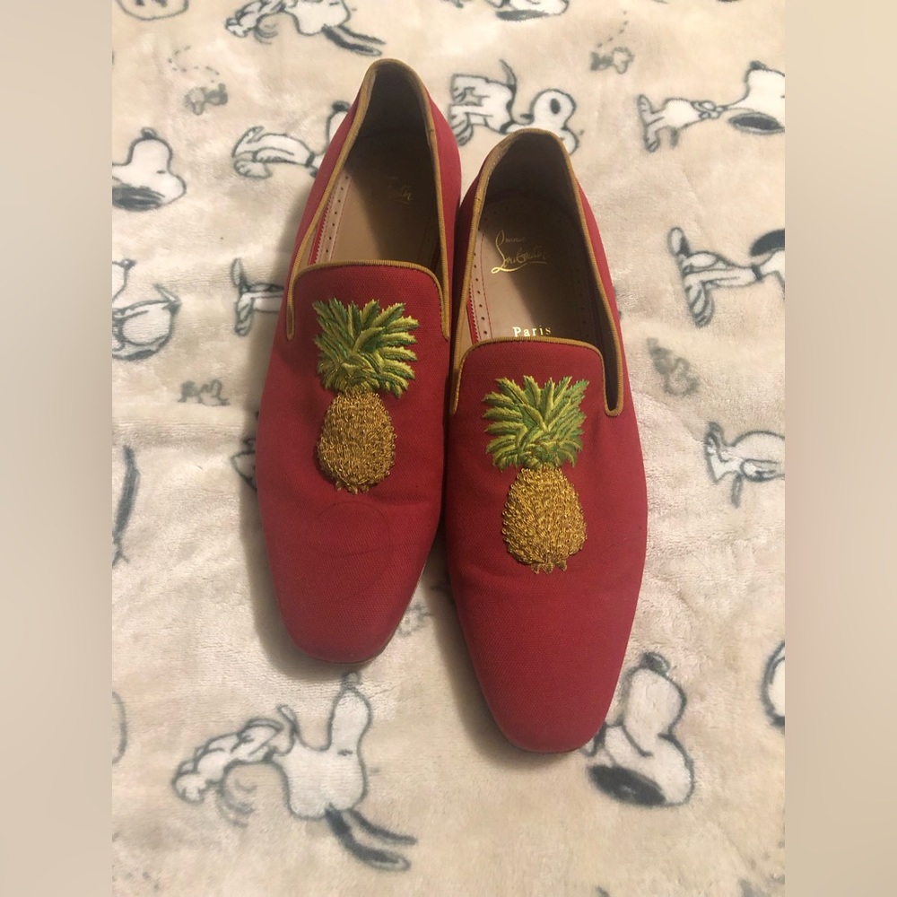 Christian Louboutin Canvas Pineapple Print Espadrilles Shoes. Mens 9 1/2.